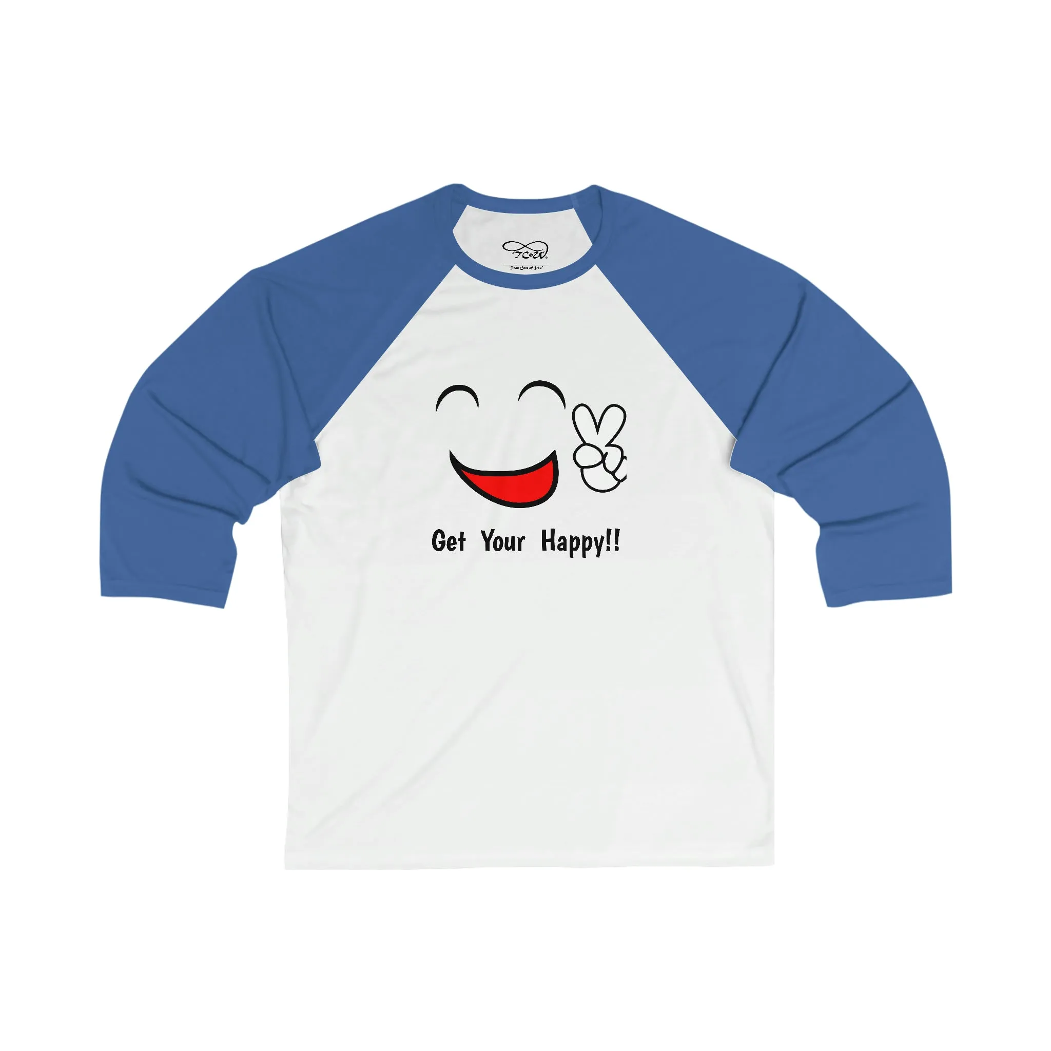 TOP--"TCoU--GET YOUR HAPPY" Unisex 3\4 Sleeve Baseball Tee