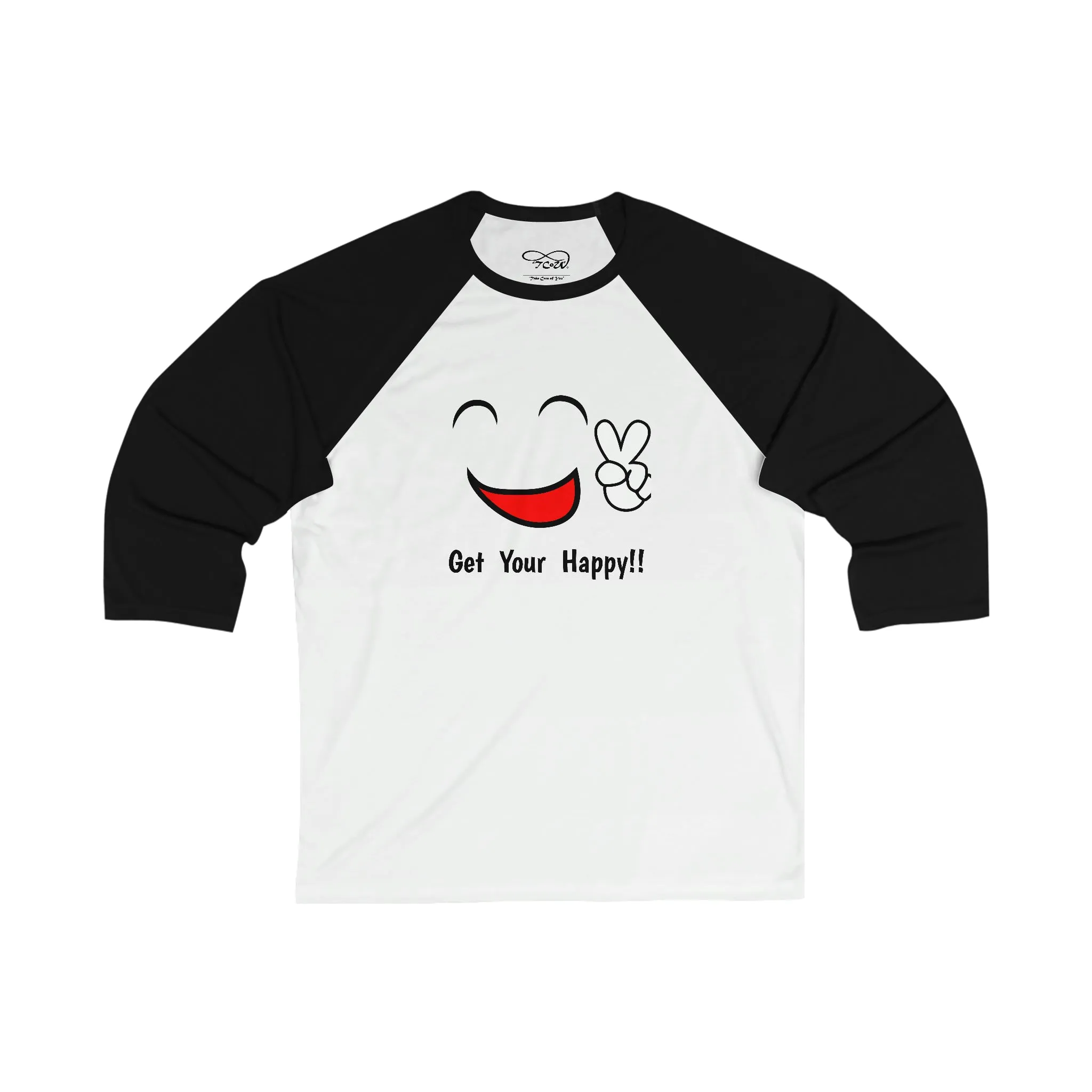 TOP--"TCoU--GET YOUR HAPPY" Unisex 3\4 Sleeve Baseball Tee