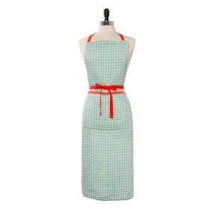 Two-Tone Gingham Apron Aqua & Orange