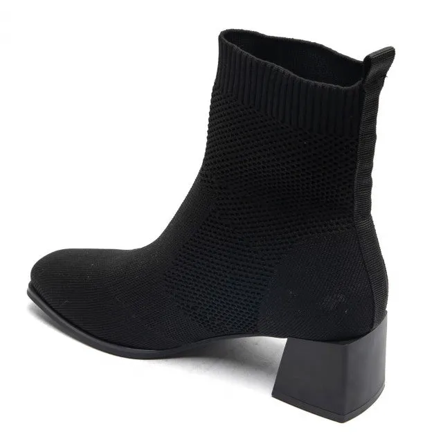 Womens Block heel Sock Boot in Black