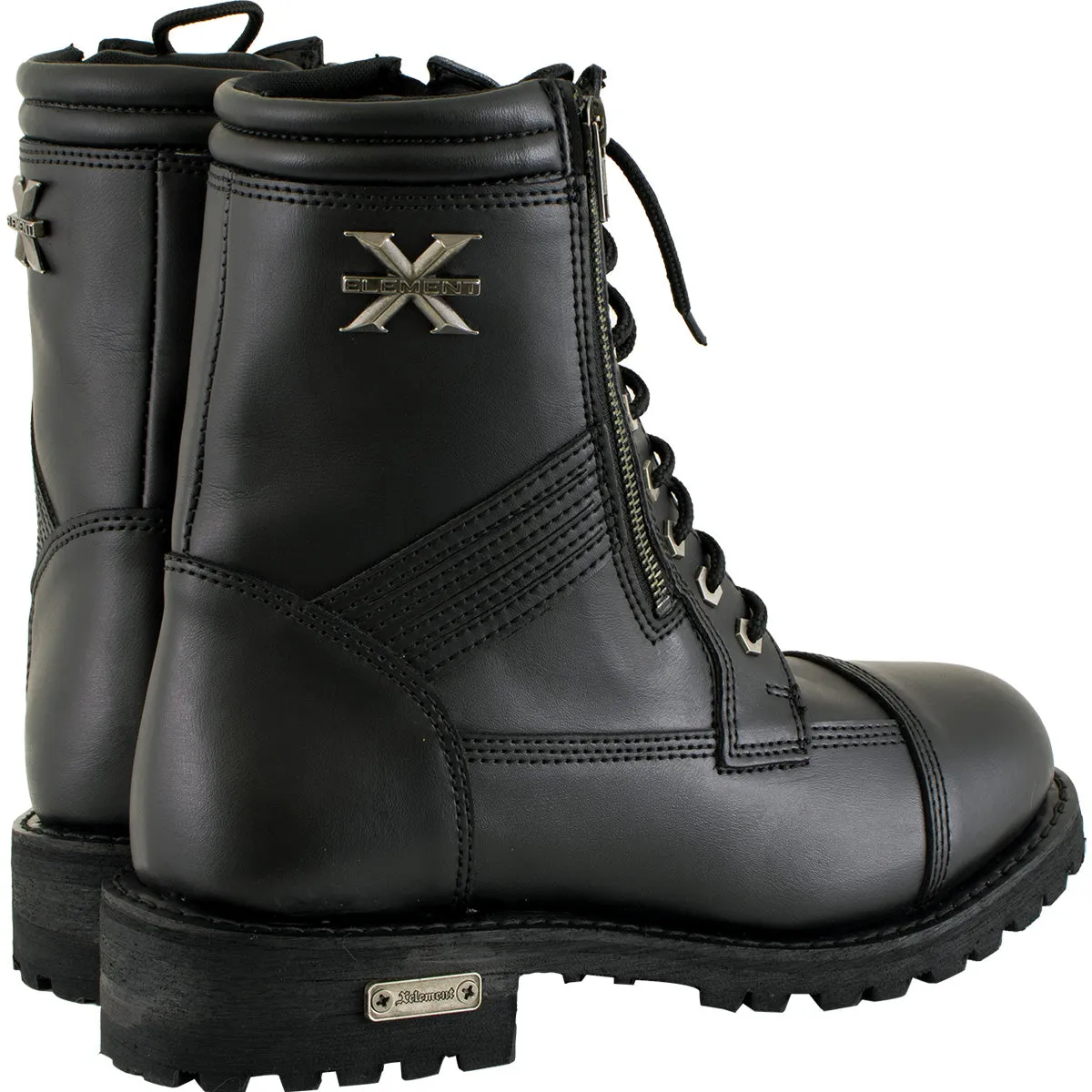 Xelement 1506 Men's Impact Black Premium Leather Lace-Up Motorcycle