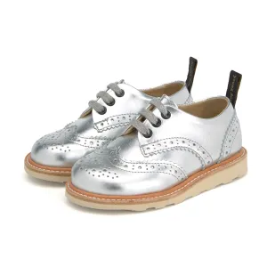 Young Soles Brando Brogue Silver Leather Shoes