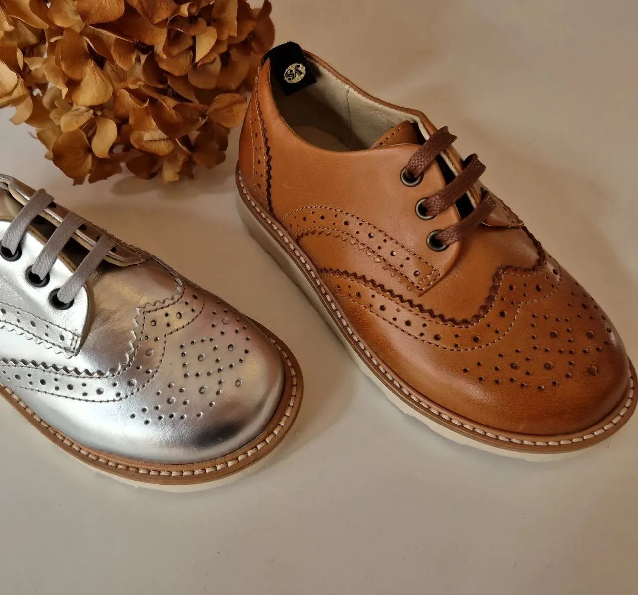 Young Soles Brando Brogue Silver Leather Shoes