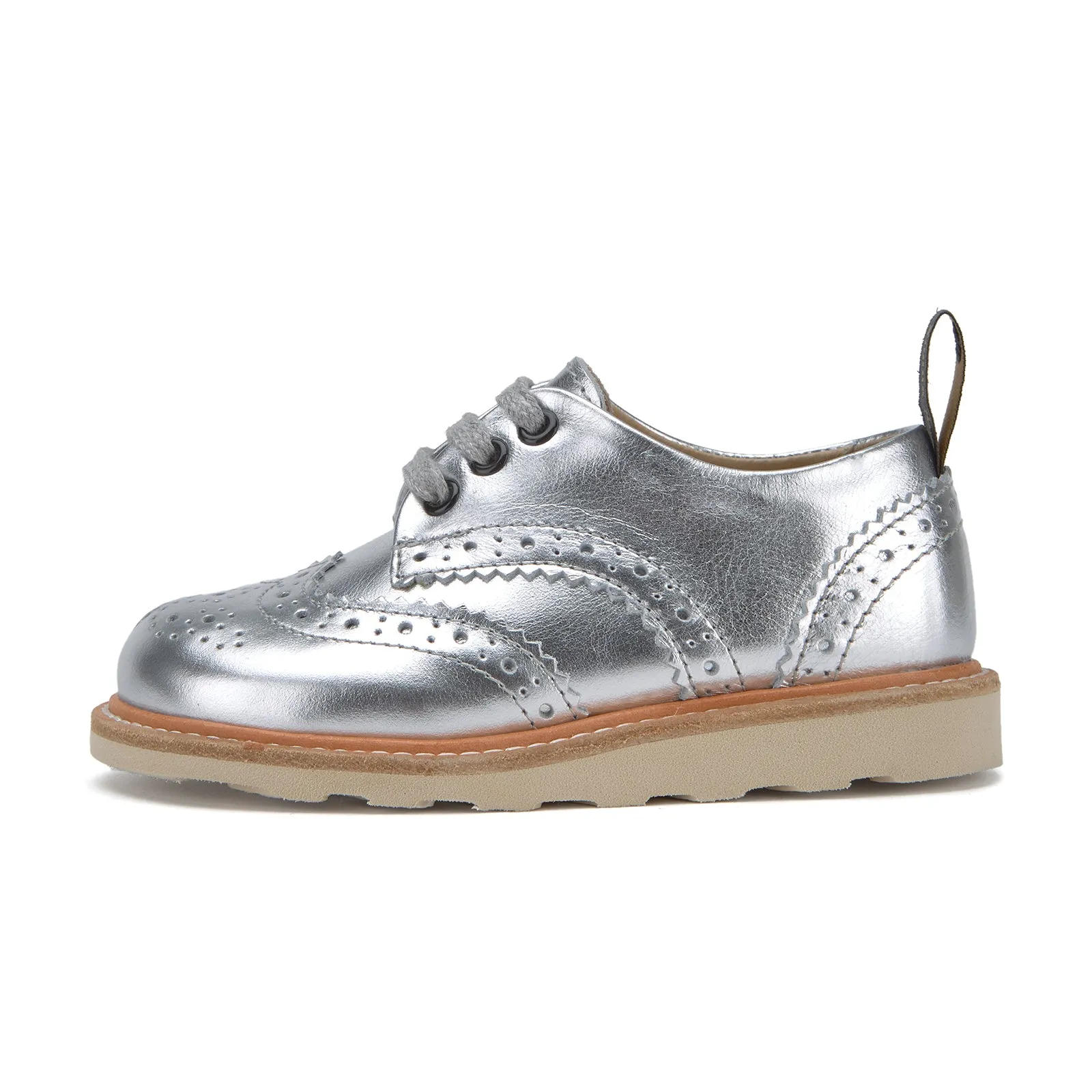 Young Soles Brando Brogue Silver Leather Shoes